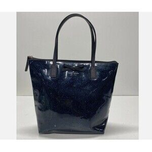 Kate Spade NY Mavis Street Navy Glitter Tote Purse Vinyl Bag EUC